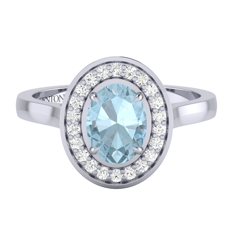 Deco Oval Aquamarine Platinum Ring