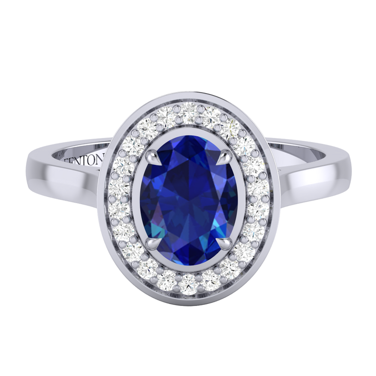 Treasure Box Deco Oval Blue Sapphire Platinum Original