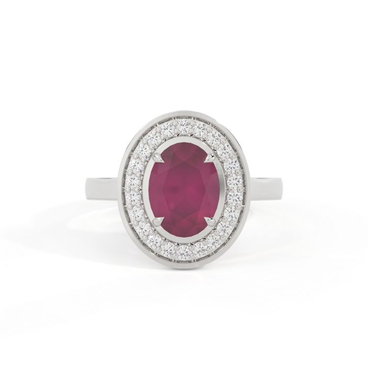 Deco Oval Ruby Platinum Ring