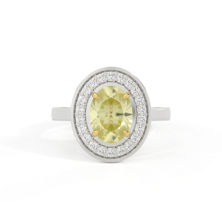 Deco Oval Yellow Sapphire Platinum Ring