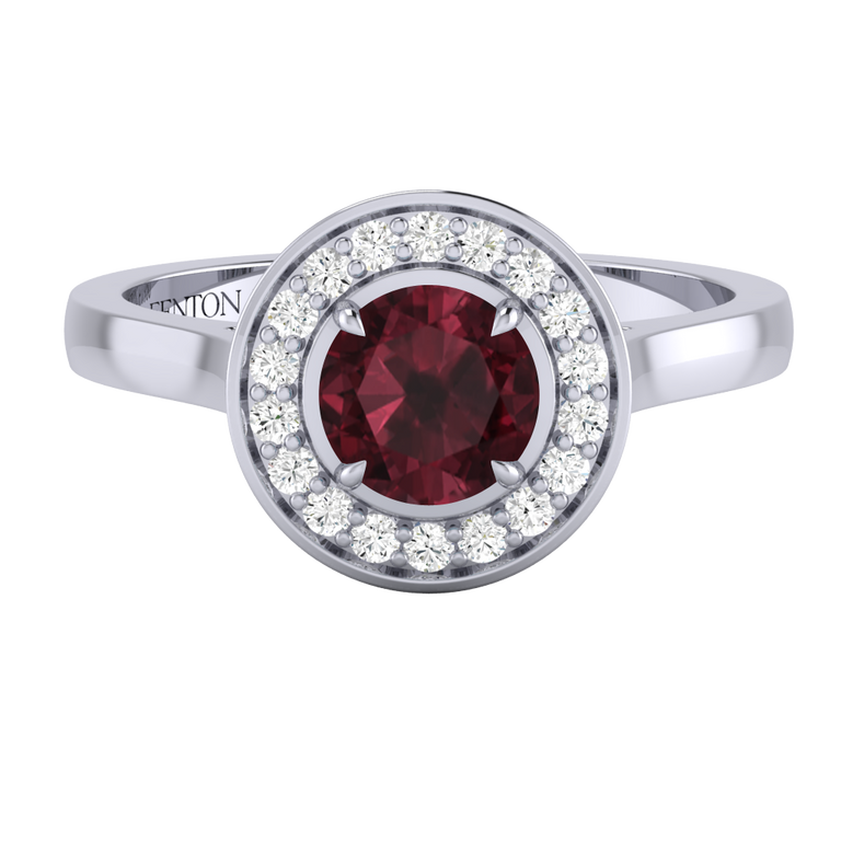 Deco Round Garnet Platinum Ring