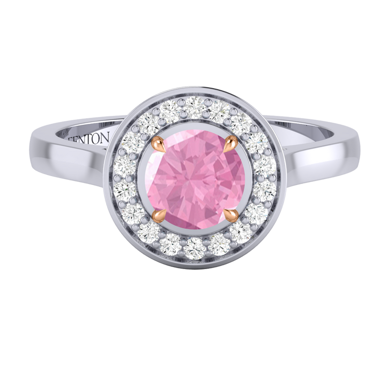 Deco Round Pink Sapphire Platinum Ring