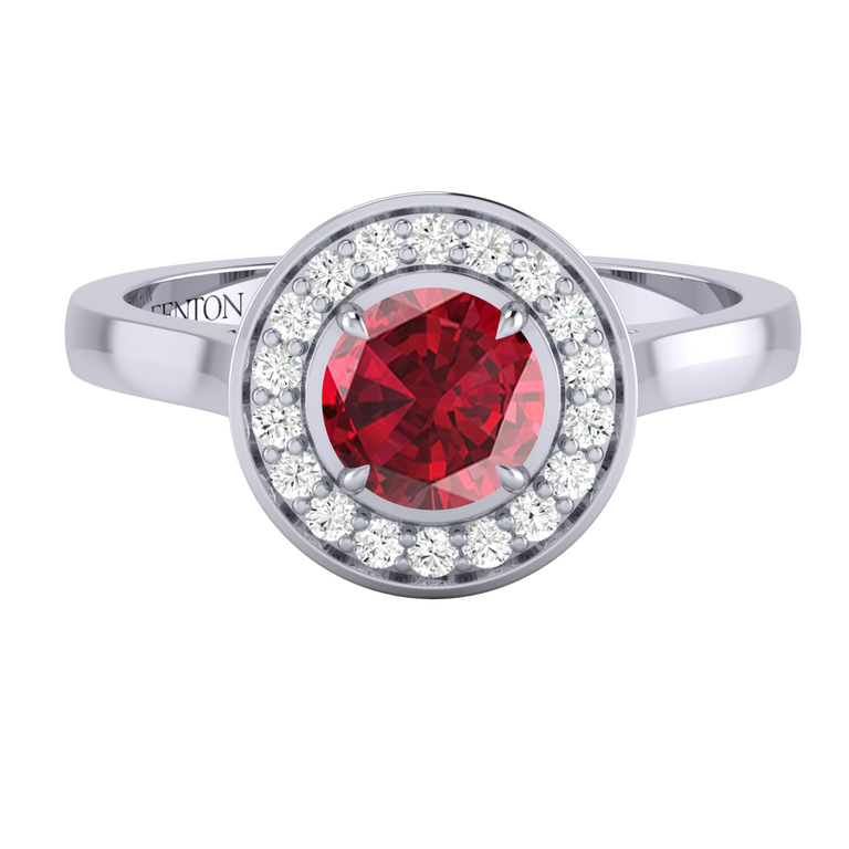 Deco Round Ruby Platinum Ring