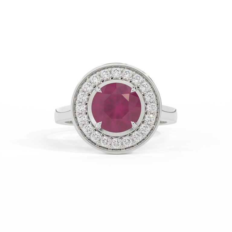 Deco Round Ruby Platinum Ring