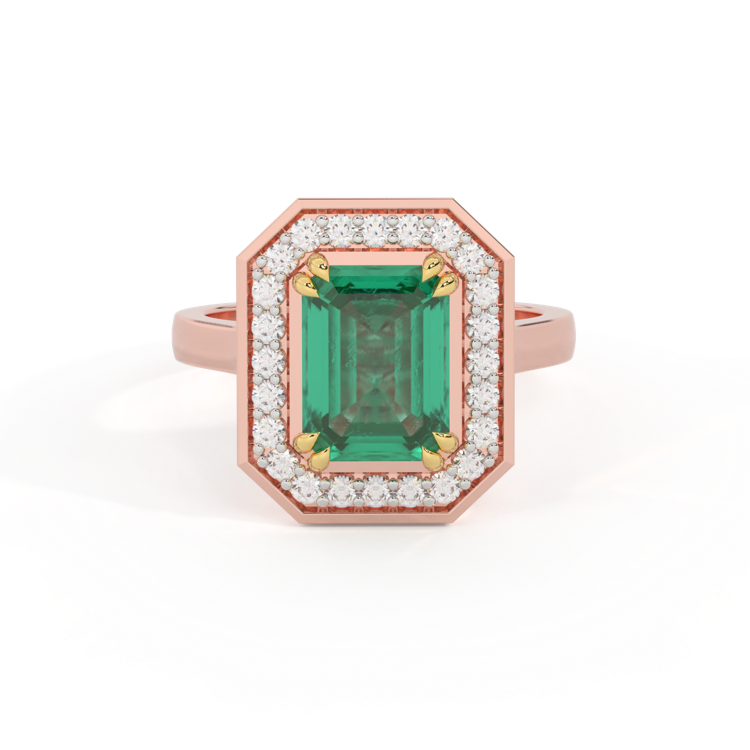 Deco Emerald Emerald 18K Rose Gold Ring