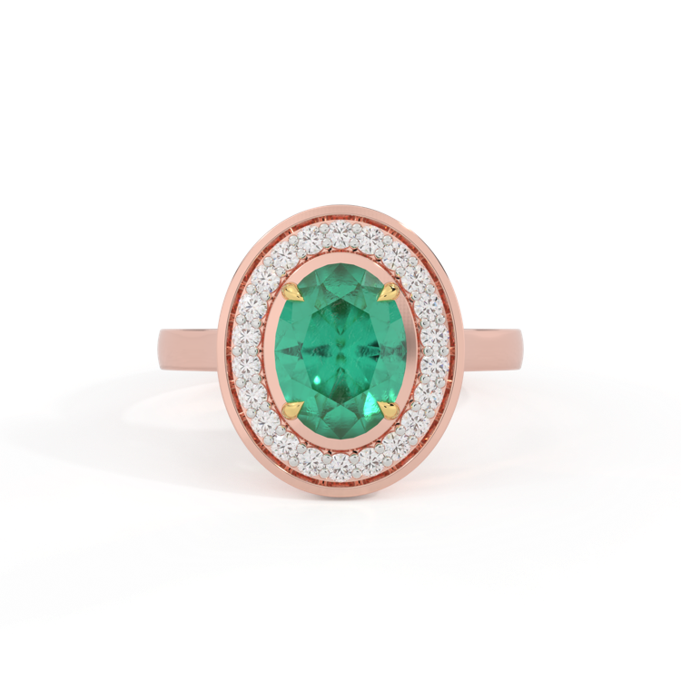 Deco Oval Emerald 18K Rose Gold Ring