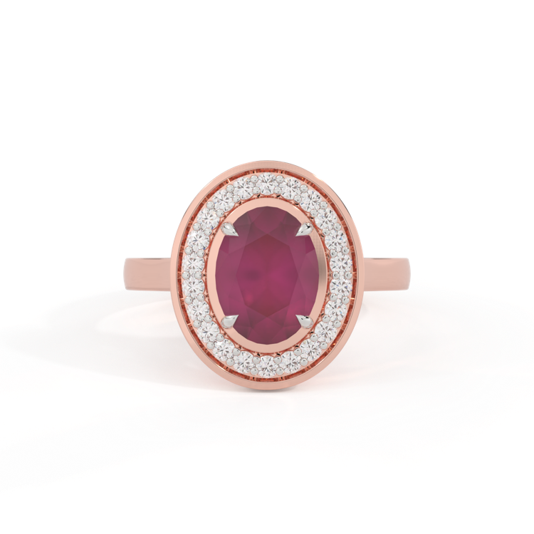 Deco Oval Ruby 18K Rose Gold Ring