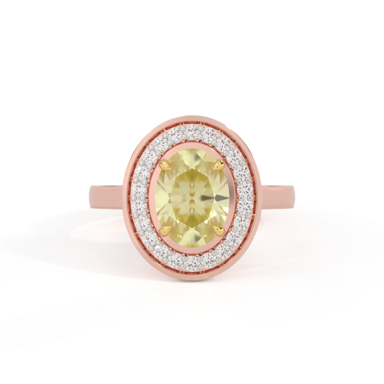 Deco Oval Yellow Sapphire 18K Rose Gold Ring