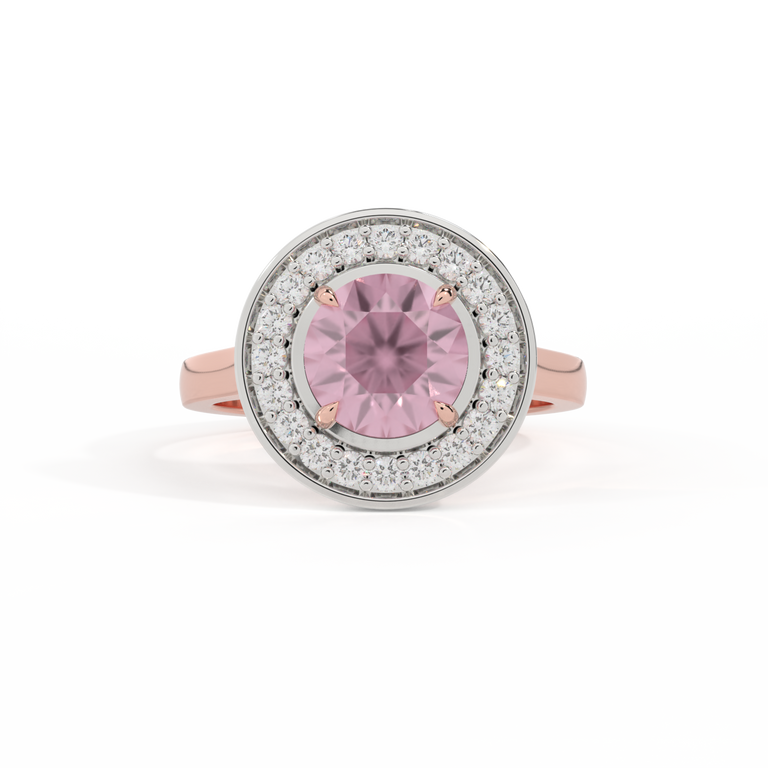 Deco Round Pink Sapphire 18K Rose Gold Ring