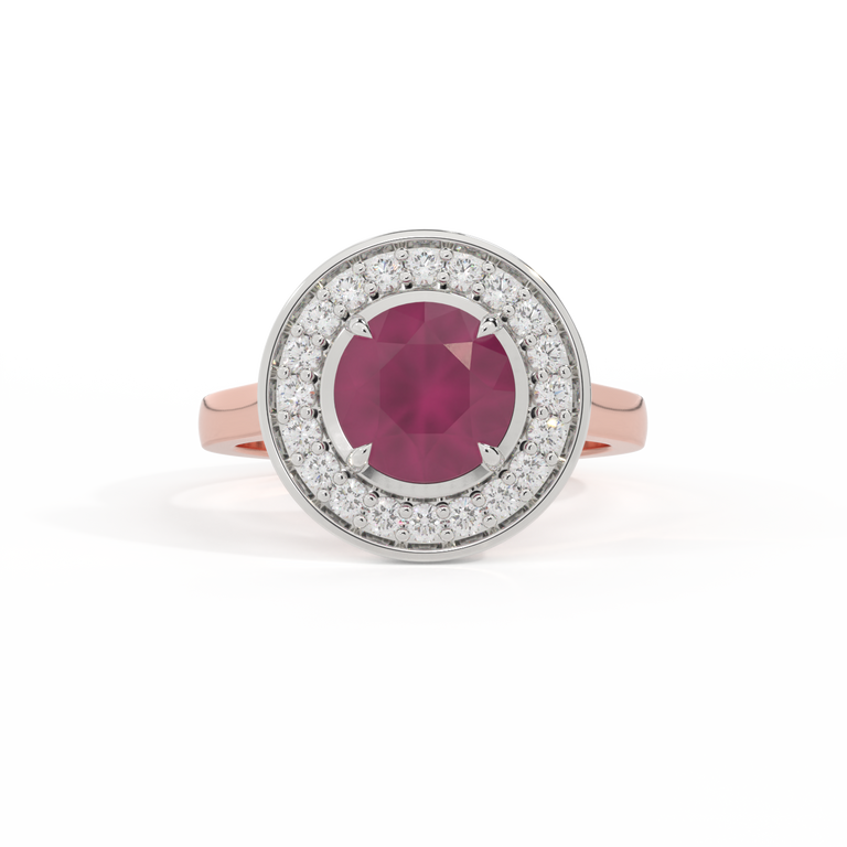 Deco Round Ruby 18K Rose Gold Ring