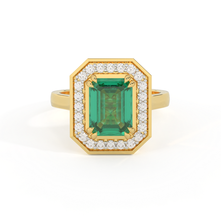 Deco Emerald Emerald 18K Yellow Gold Ring