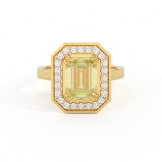 Deco Emerald Yellow Sapphire 18K Yellow Gold Ring