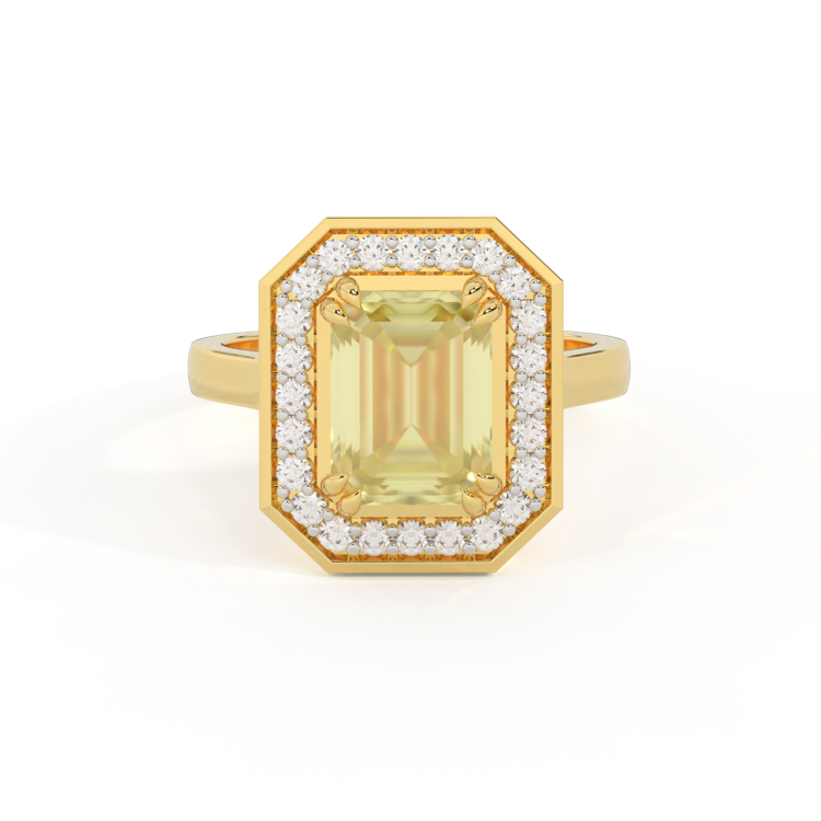 Deco Emerald Yellow Sapphire 18K Yellow Gold Ring