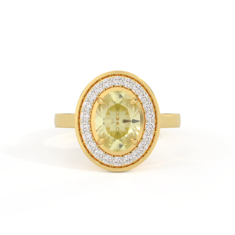 Deco Oval Yellow Sapphire 18K Yellow Gold Ring