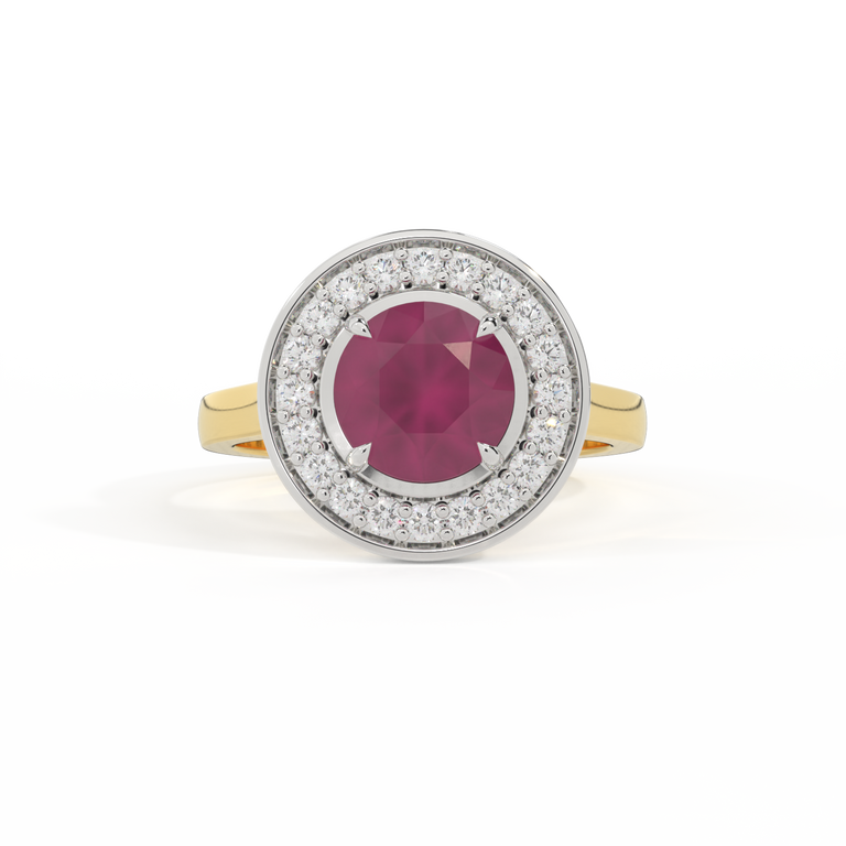 Deco Round Ruby 18K Yellow Gold Ring