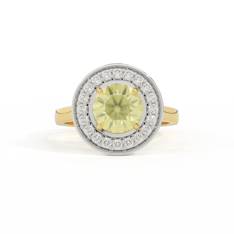 Deco Round Yellow Sapphire 18K Yellow Gold Ring