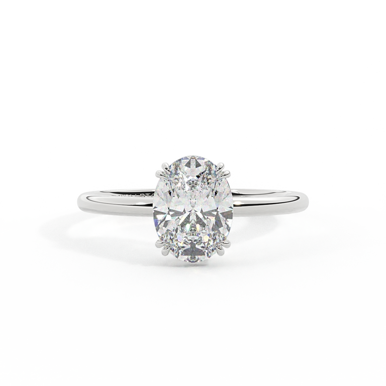 Treasure Box Natural Diamond Solitaire Oval Cut Platinum 0.5ct