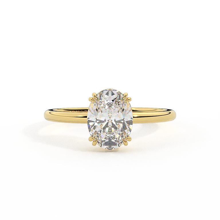 Treasure Box Lab Grown Solitaire Oval Cut 18k Yellow Gold 0.5ct