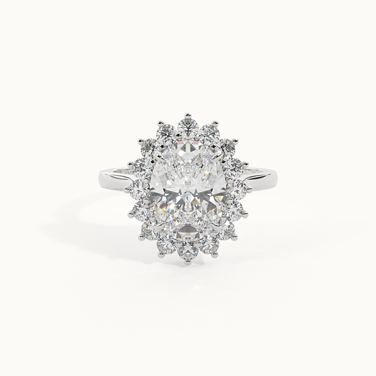 Lab Grown Diamond Star Oval Cut Diamond Platinum Ring