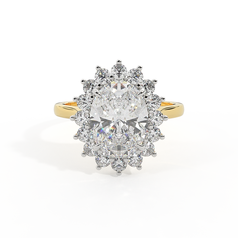 Lab Grown Diamond Star Oval Cut Diamond 18k Yellow Gold Ring