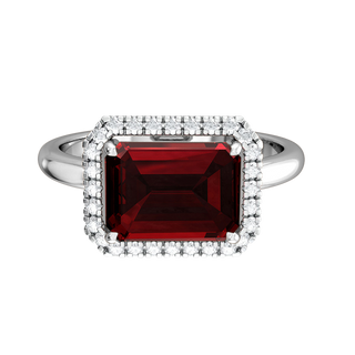 East West Emerald Garnet Platinum Ring