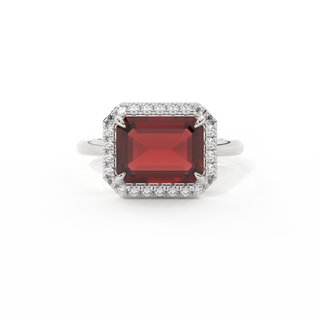 East West Emerald Garnet Platinum Ring