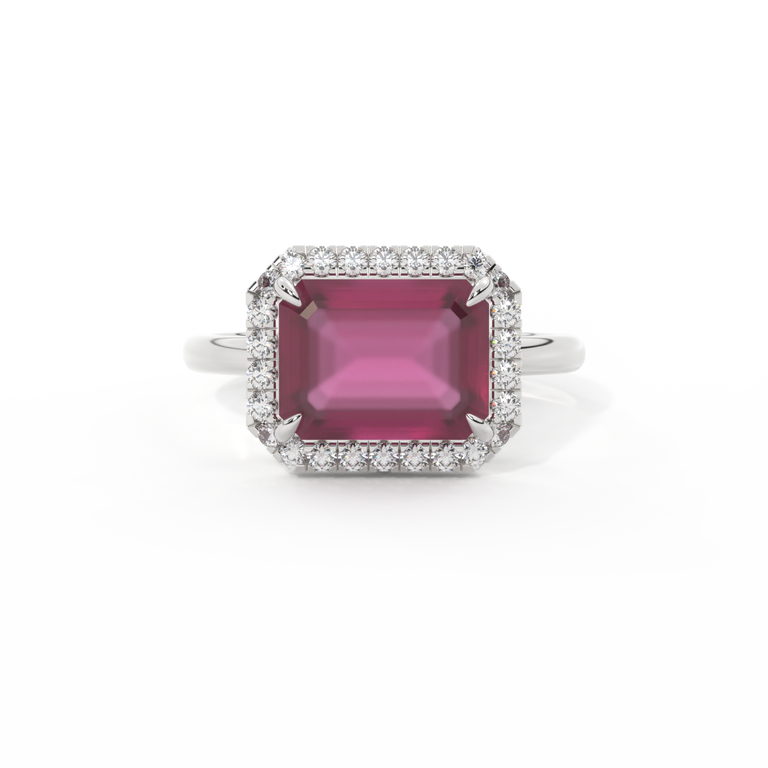 East West Emerald Ruby Platinum Ring
