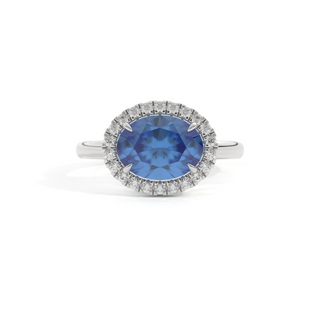 East West Oval Blue Sapphire Platinum Ring