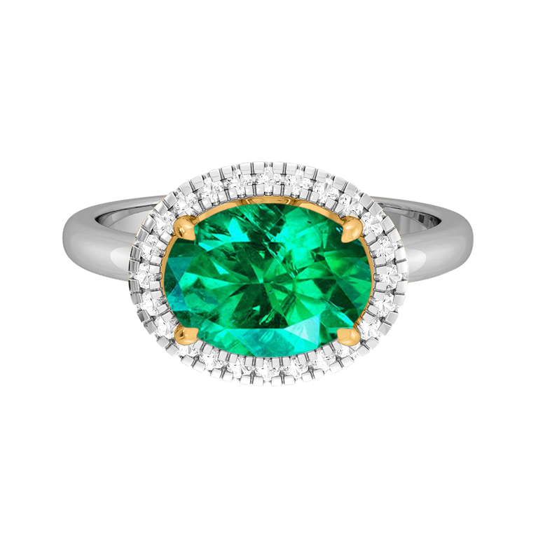 East West Oval Emerald Platinum Ring