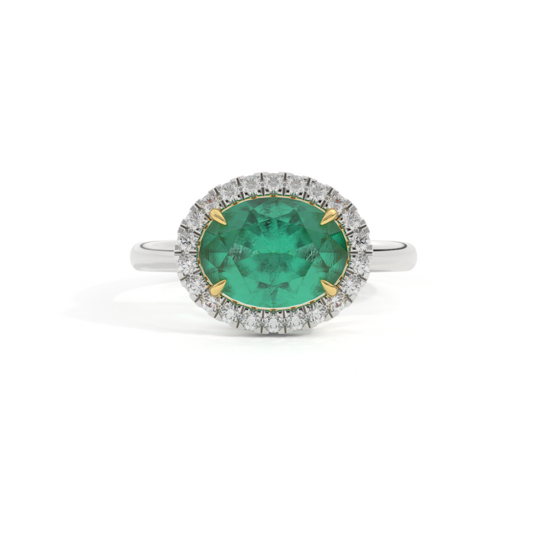 East West Oval Emerald Platinum Ring