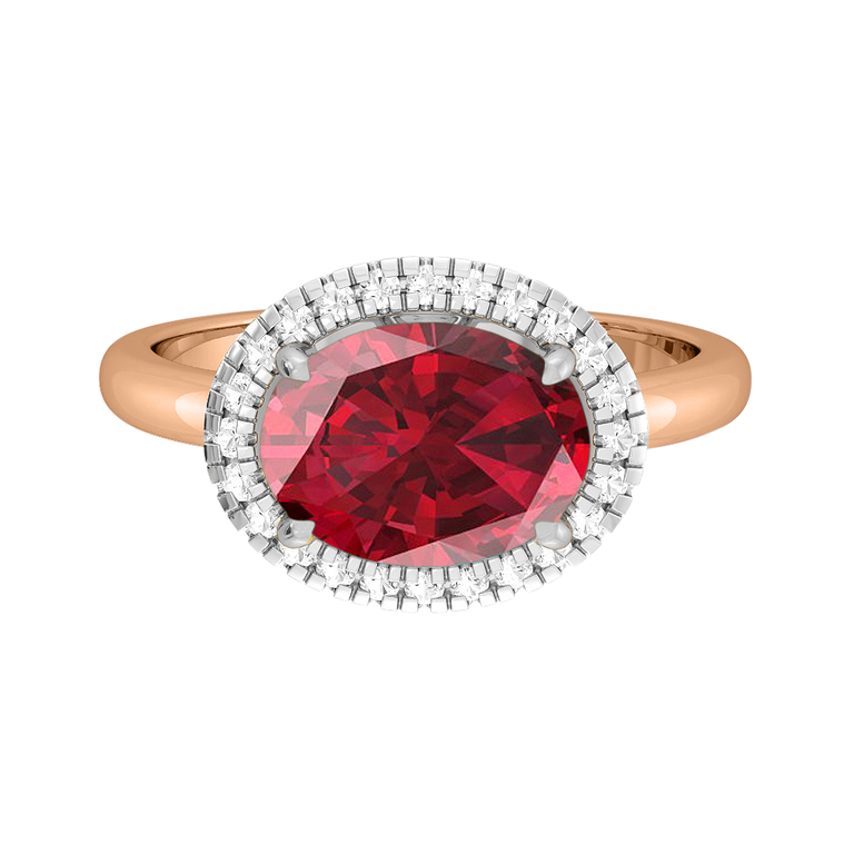 East West Oval Ruby 18K Rose Gold Ring