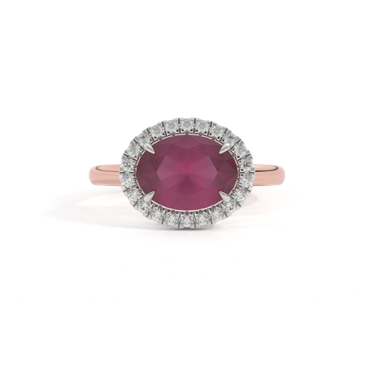 East West Oval Ruby 18K Rose Gold Ring