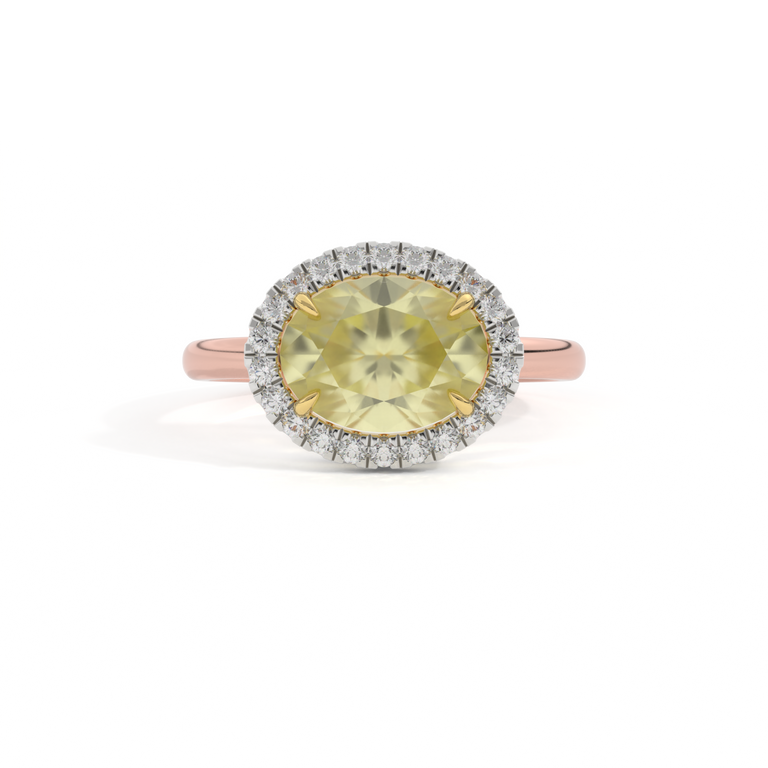 East West Oval Yellow Sapphire 18K Rose Gold Ring