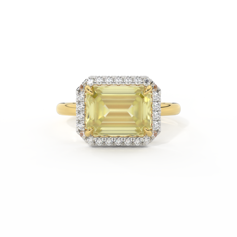 East West Emerald Yellow Sapphire 18K Yellow Gold Ring