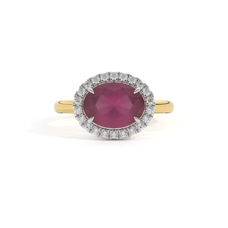 East West Oval Ruby 18K Yellow Gold Ring