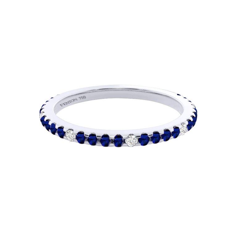 Treasure box Eternity band Blue Sapphire 18K White Gold