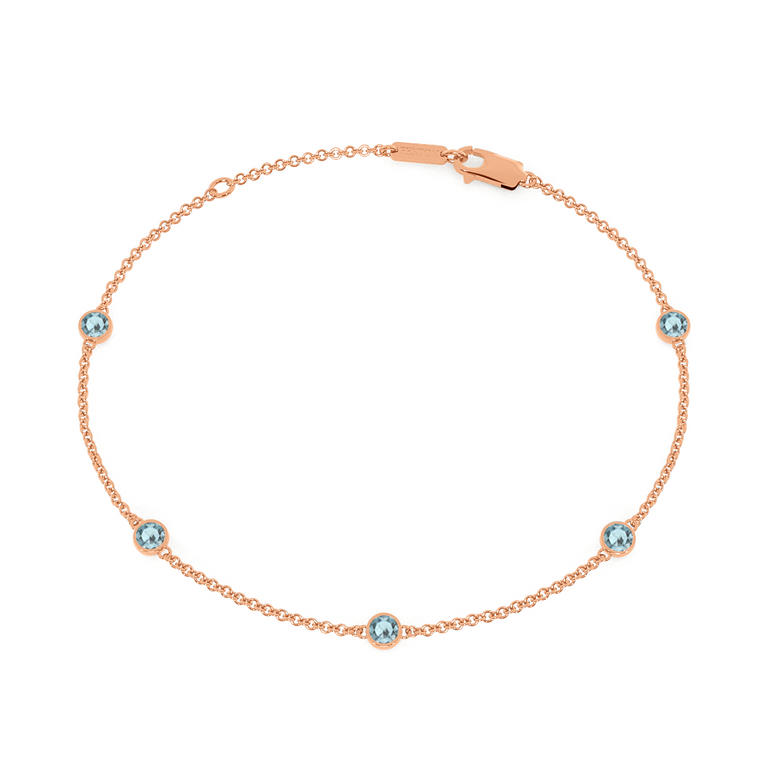 Five Stone Bezel Aquamarine Bracelet