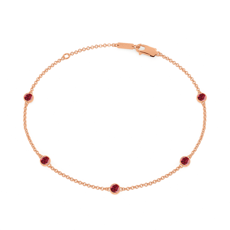 Five Stone Bezel Ruby Bracelet