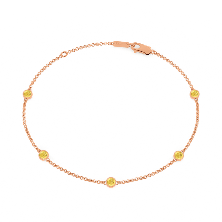 Five Stone Bezel Yellow Sapphire Bracelet