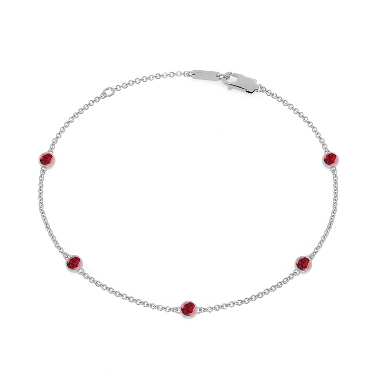 Five Stone Bezel Ruby Bracelet