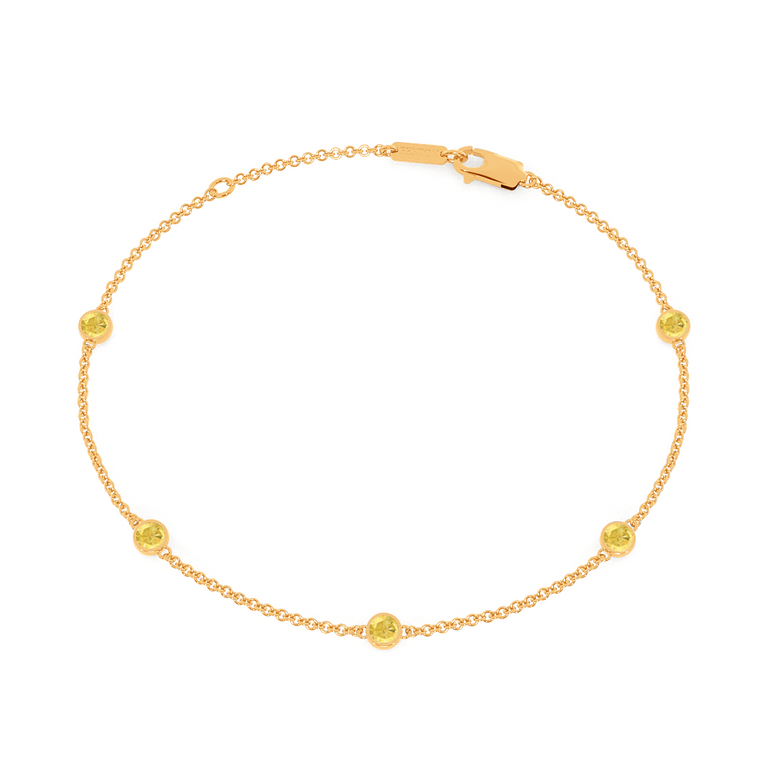 Five Stone Bezel Yellow Sapphire Bracelet