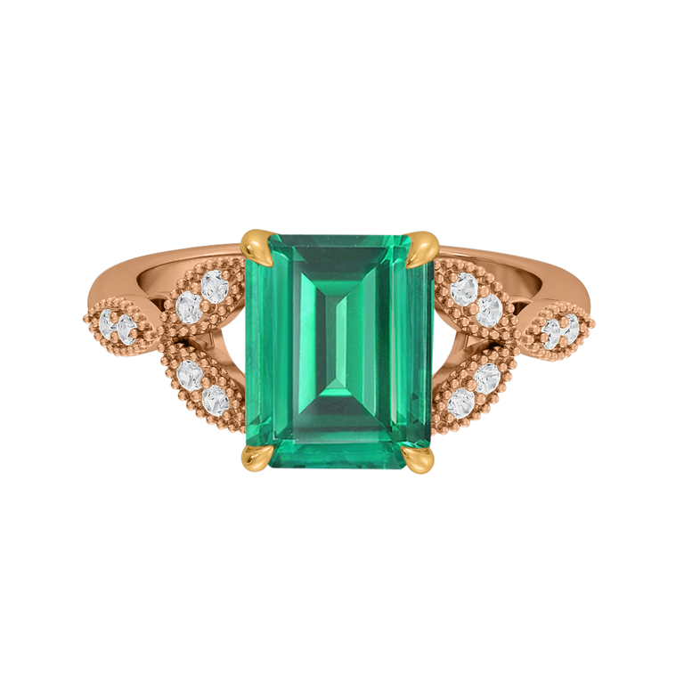 Floral Emerald Emerald 18K Rose Gold Ring