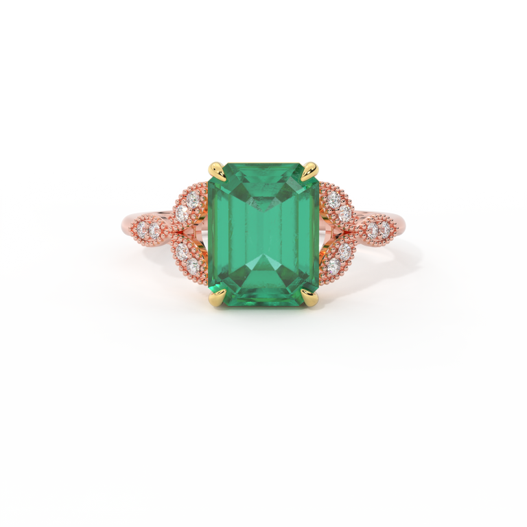 Floral Emerald Emerald 18K Rose Gold Ring