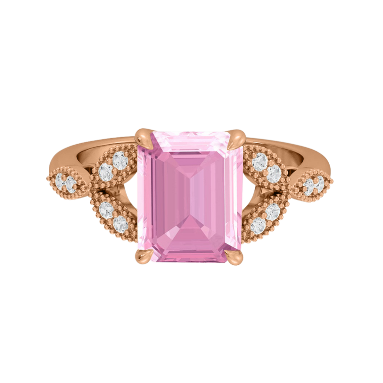 Floral Emerald Pink Sapphire 18K Rose Gold Ring