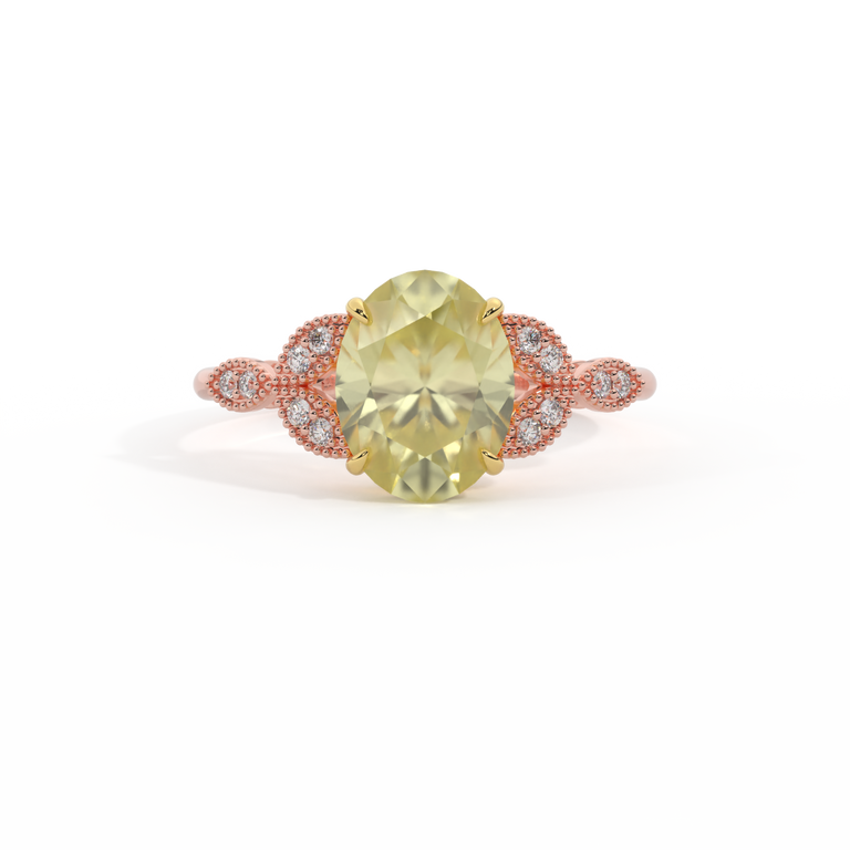 Floral Oval Yellow Sapphire 18K Rose Gold Ring