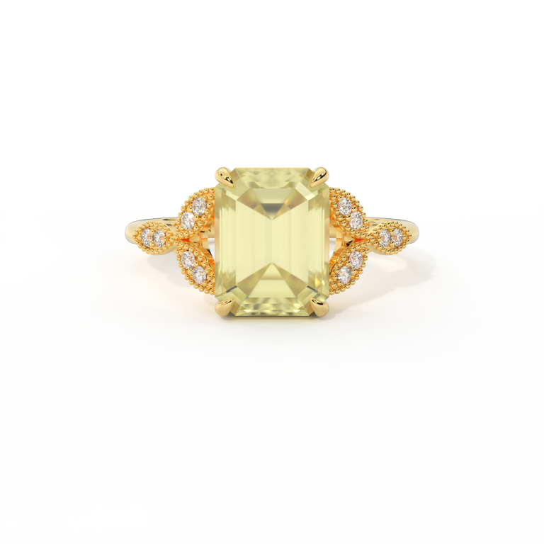 Floral Emerald Yellow Sapphire 18K Yellow Gold Ring