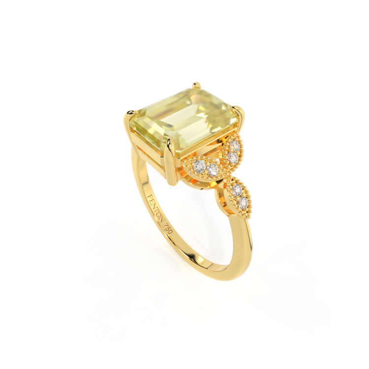 Fenton - Floral Emerald Yellow Sapphire 18kt Yellow Gold Ring