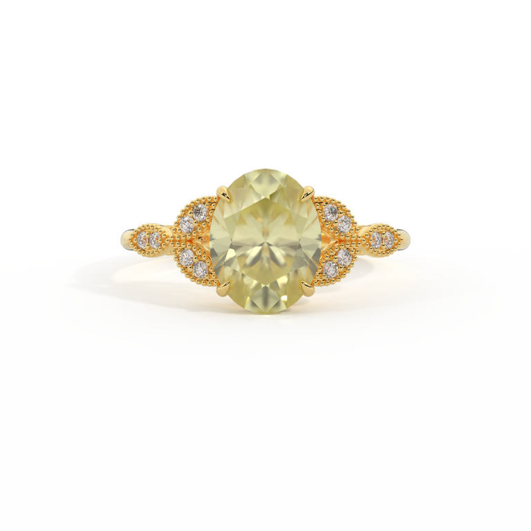 Floral Oval Yellow Sapphire 18K Yellow Gold Ring