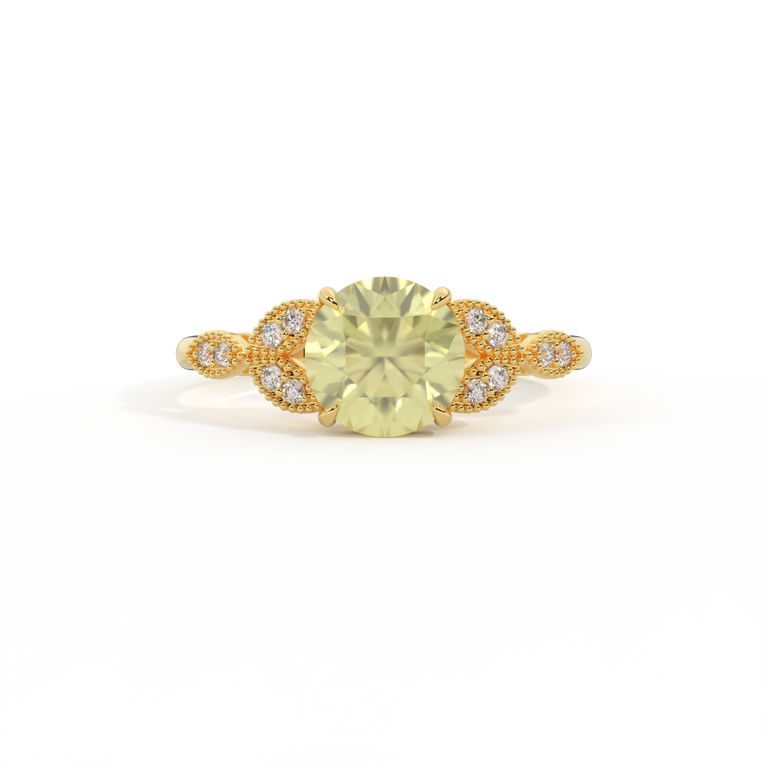 Floral Round Yellow Sapphire 18K Yellow Gold Ring