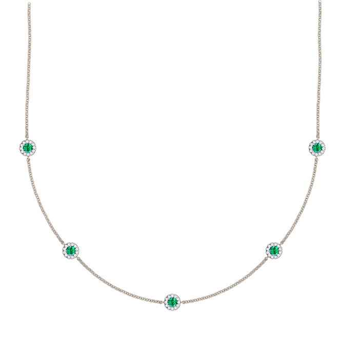 Treasure Box Garland Emerald Necklace 18k White Gold